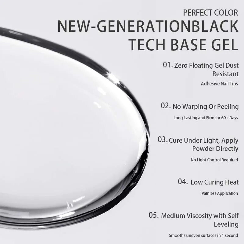 Esmalte de base de cor perfeita 16ml 3 em 1, revestimento de base de gel, cola para pontas de unhas e pó cromado para esfregar