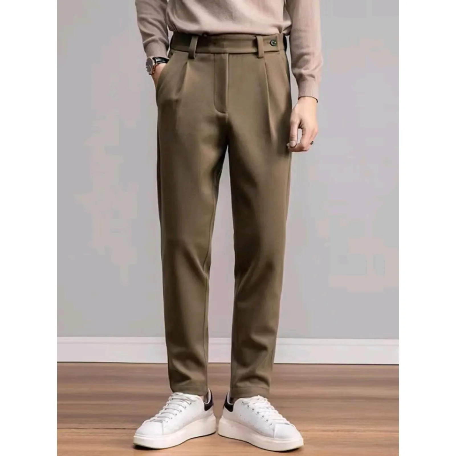 2026 Autumn Winter Men's Casual Business Simple Basic Trendy Pleasted Straight Trousers Japanese Vintage Fashion Clothes Pants