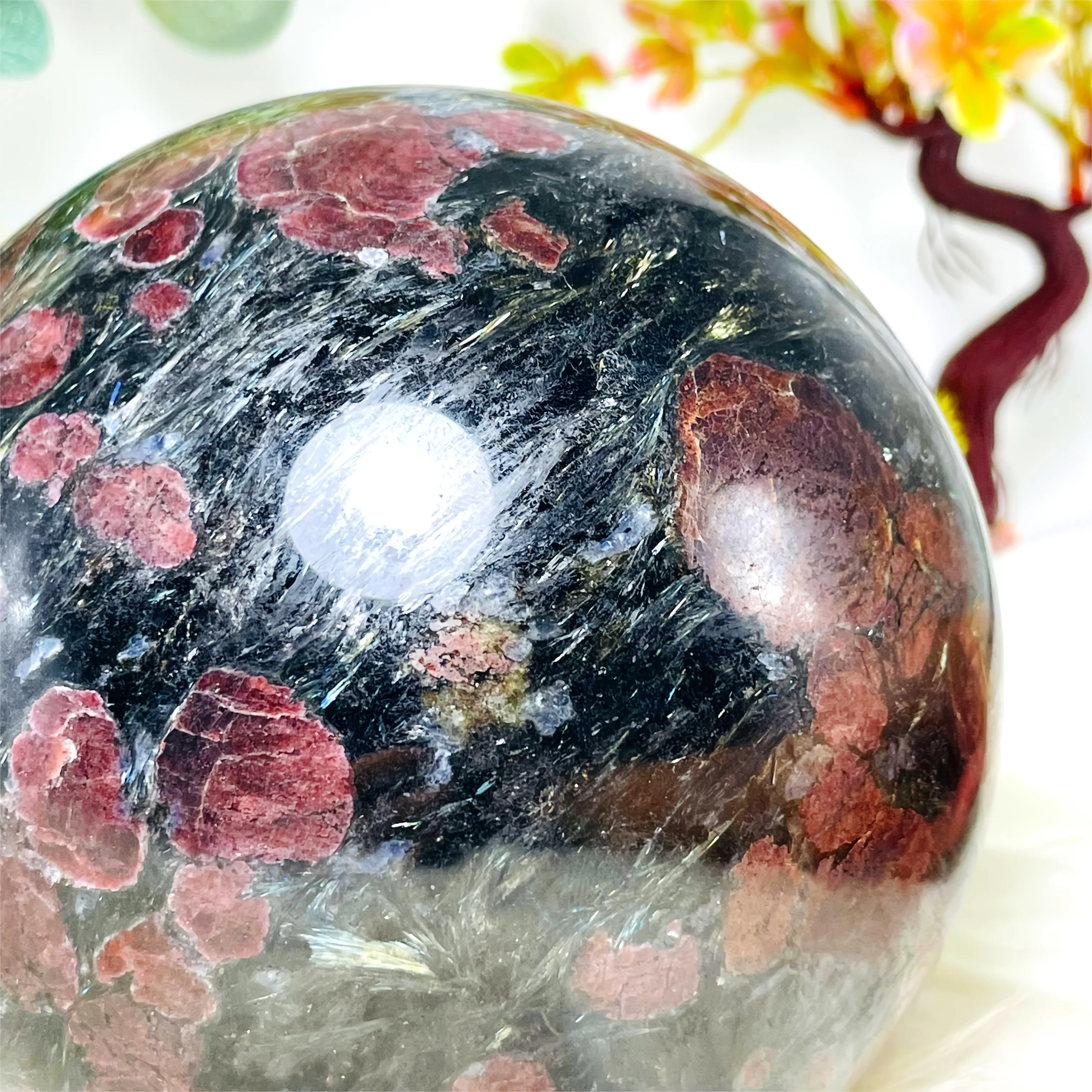 1pc Super Large Astrophyllite Garnet Crystal Ball, 4.3-5.1