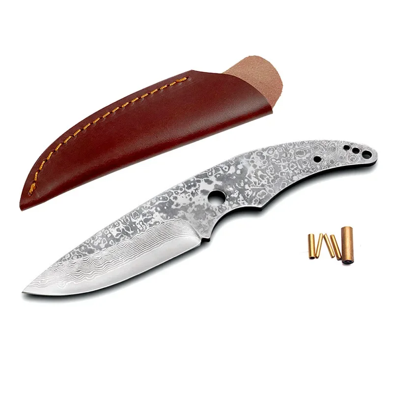 

DIY Semi-finished Fixed Blade Knife Blank Forged Integrated Damascus Steel Hunting Knife Parts Accessories