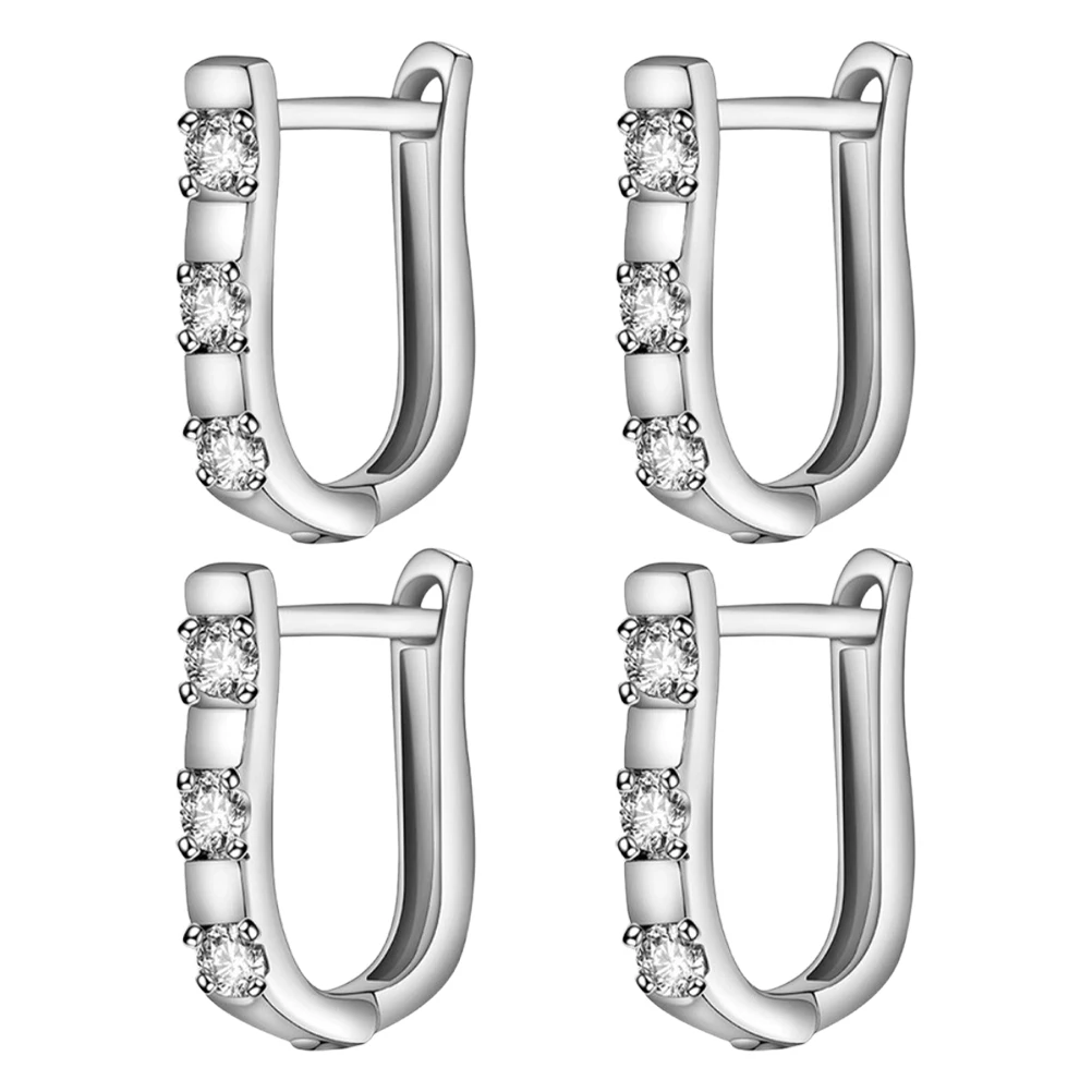 

2 Pairs Diamond Stud Earrings Hoop Women Popularity Trendy Jewelry Hip Hop Accessories Copper for