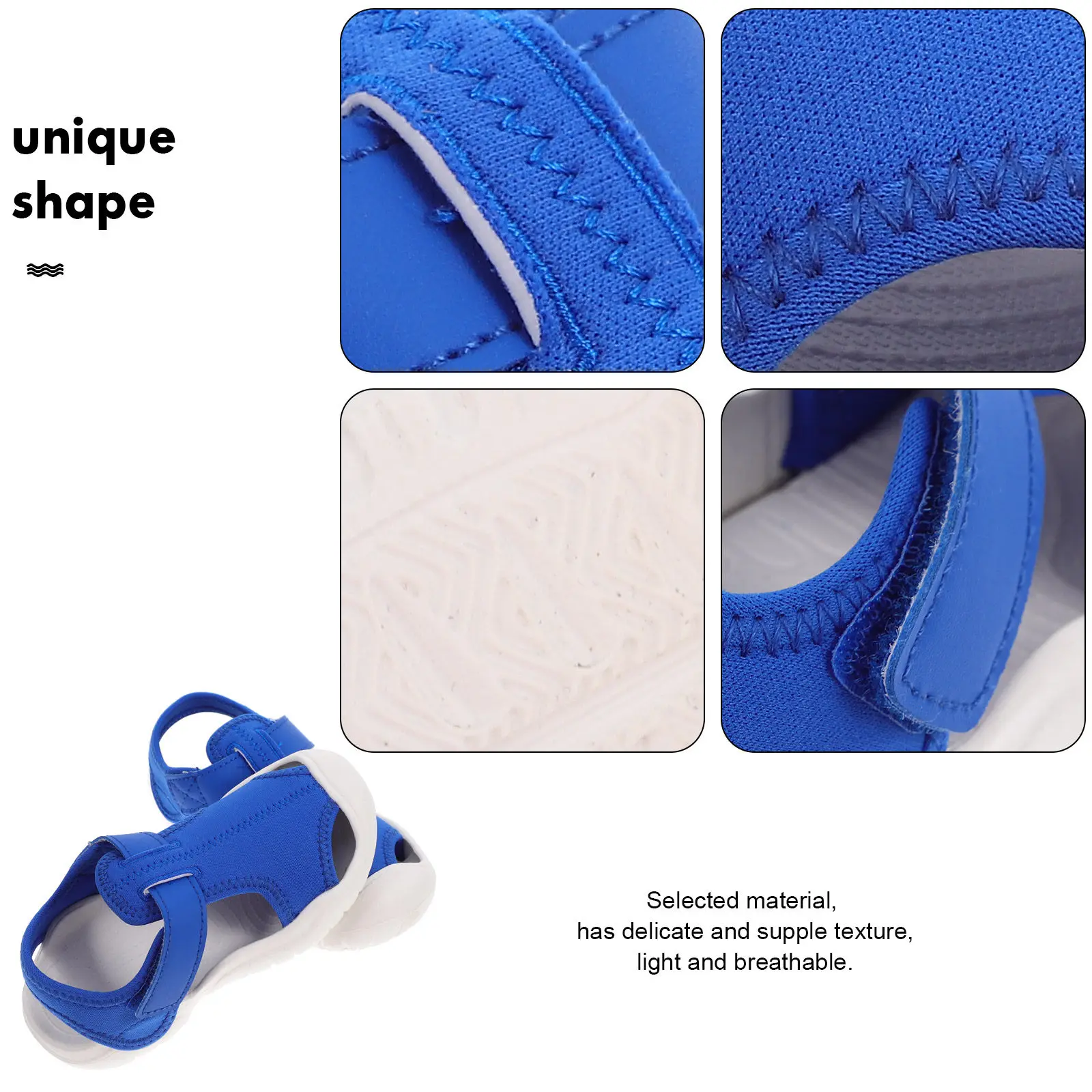 1Pair Kids Summer Sandals Closed-Toe Beach Shoes Round Toe Cap Anti-Kick Supple Resilient Easy on-Off Lightweight Comfortable