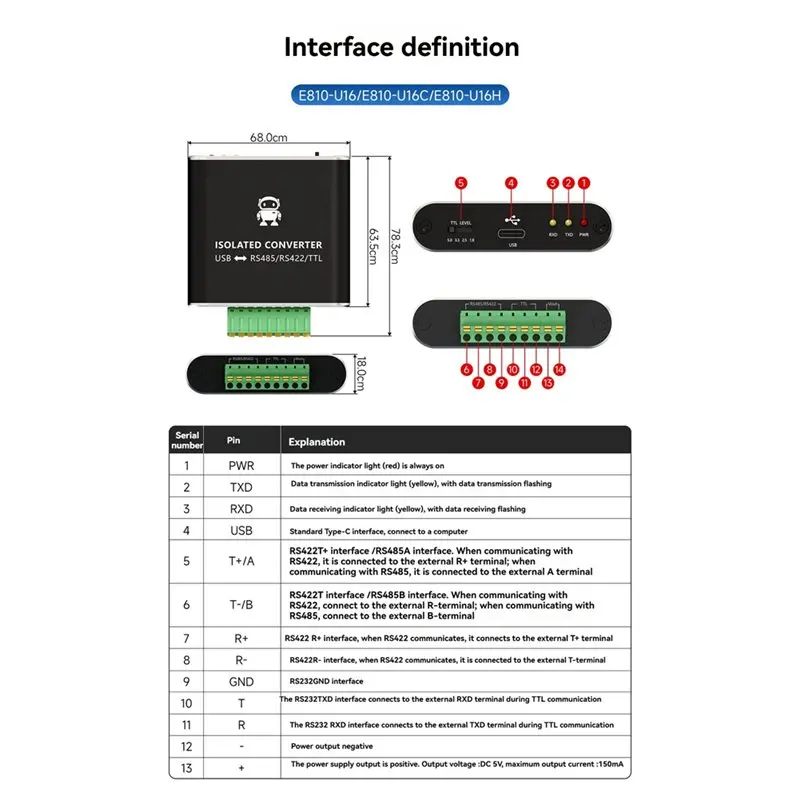 [B24B!】 CH343G USB To Serial Converter Dual Isolation Of Power And Signal Support 300-6Mbps Baud Rate For RS485/RS422 TTL