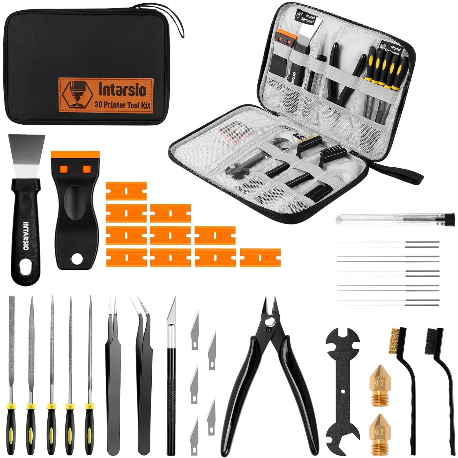 

34-Piece 3D Printer Tool Kit with Nozzle Cleaners, Scrapers, Files & Accessories for FDM/SLA Printers