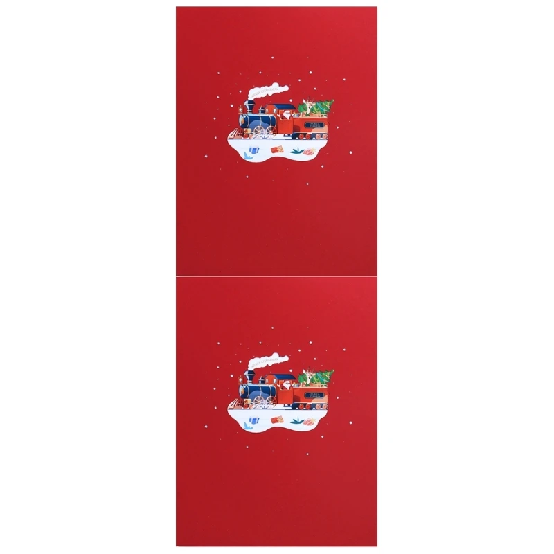 Creative Christmas Train Foldable Greeting Card Unique 3D Christmas Train Greeting Card Delicate Print Paper Card