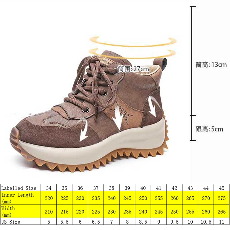 Koznoy 5CM Cow Genuine Leather Women Chunky Sneakers Platform Wedge Winter Plush Autumn Flat Fashion Thick Bottom Causal Shoes