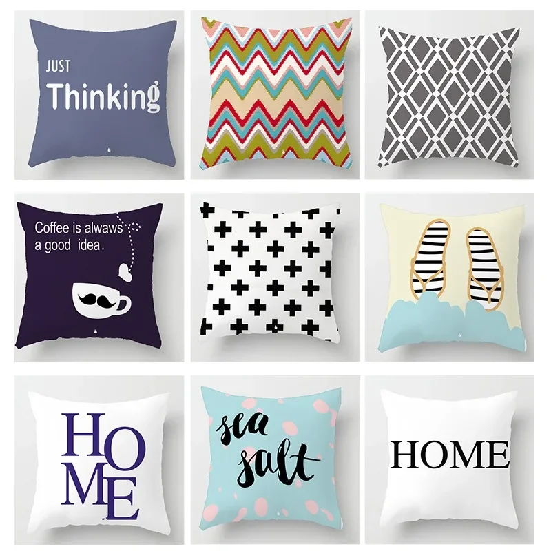 Simple Geometric Line Array Pattern throw pillow cover with short plush print for living room sofa decoration cushion cover