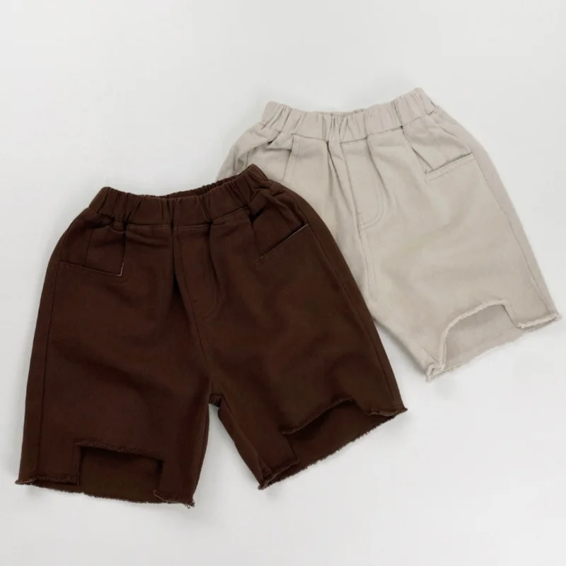 Summer Boys Clothing Hairy Edge Leisure Shorts for kids Boy Loose Lrregular Pant Legs Five Point Pants Cotton Versatile Shorts