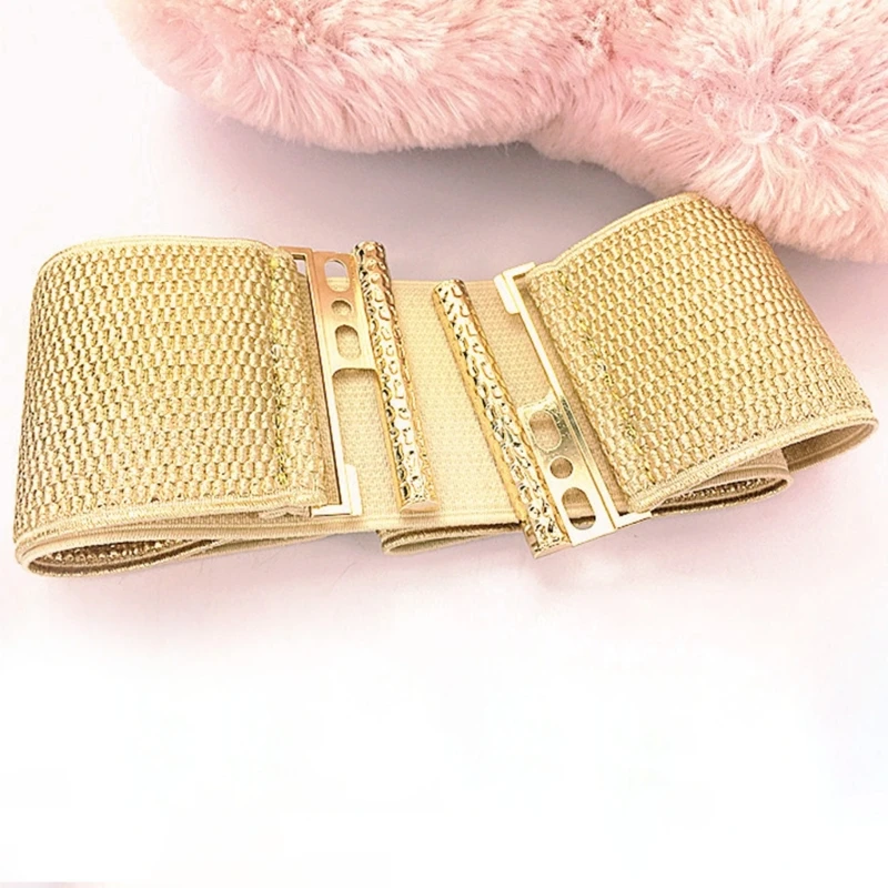 Fashion Wide Corset Belt Women Elastic Gold Waspie Belt for Teenager Girl Glitter Waist Cincher DownJacket Dress Decor