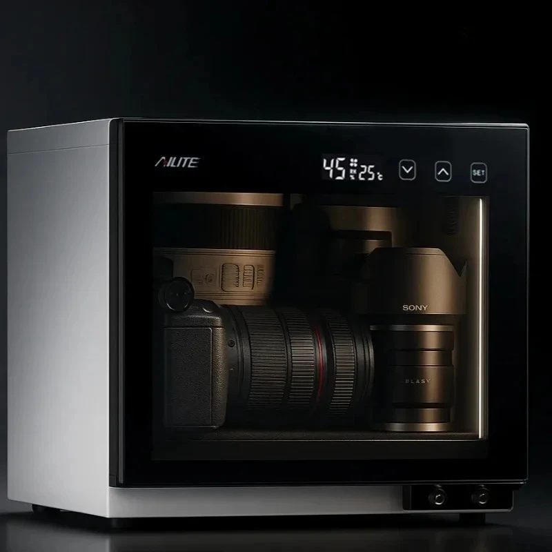 

Transparent Camera Dry Box with Fingerprint Lock Large Capacity Dehumidifier forDSLR Lenses&Tea Storage Dustproof Sealed Cabinet