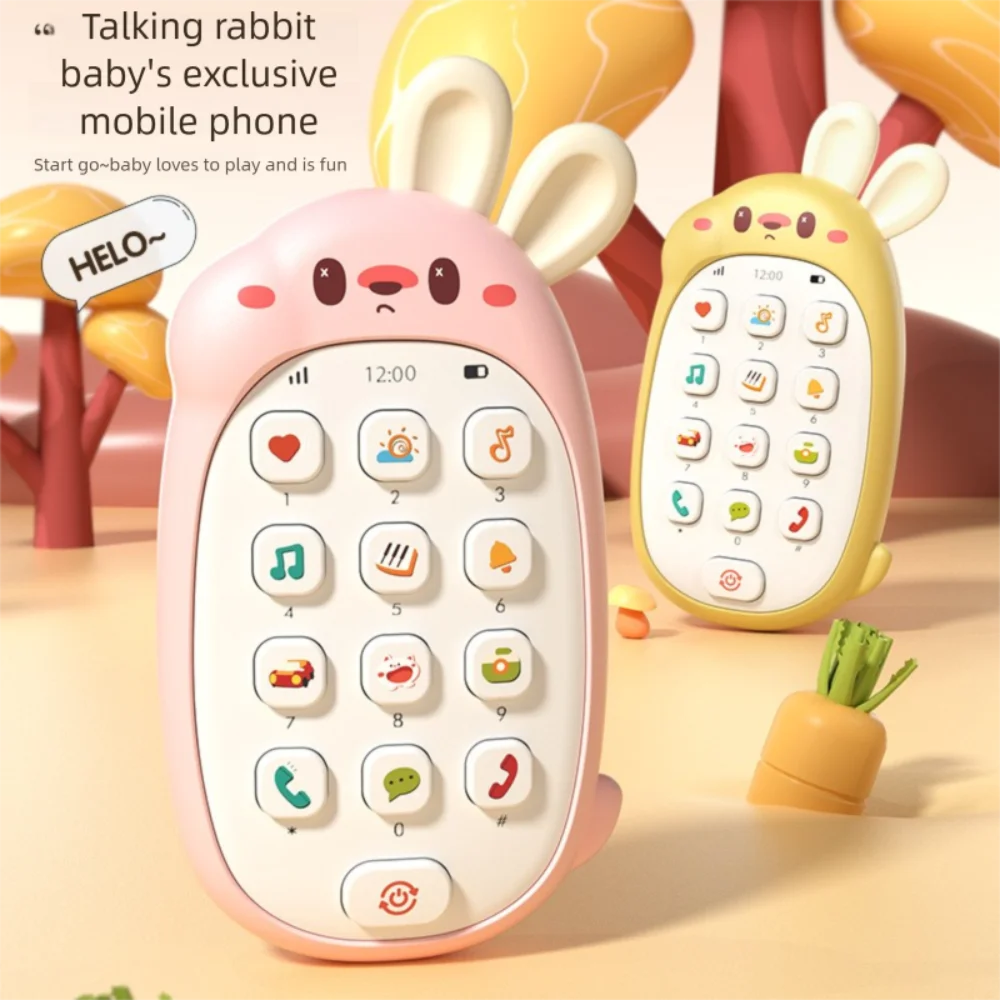 Telefoni cellulari per bambini simulati Giocattolo Telefono intelligente per coniglio Giocattolo Educazione precoce Storia musicale Apprendimento Puzzle Regali giocattolo