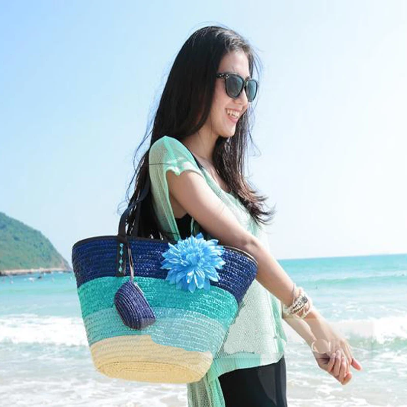 Summer Bag Large Capacity Tote Designer Wicker Woven Women Handbags Summer Beach Bali Straw Bag Lady Travel Big Basket Purse