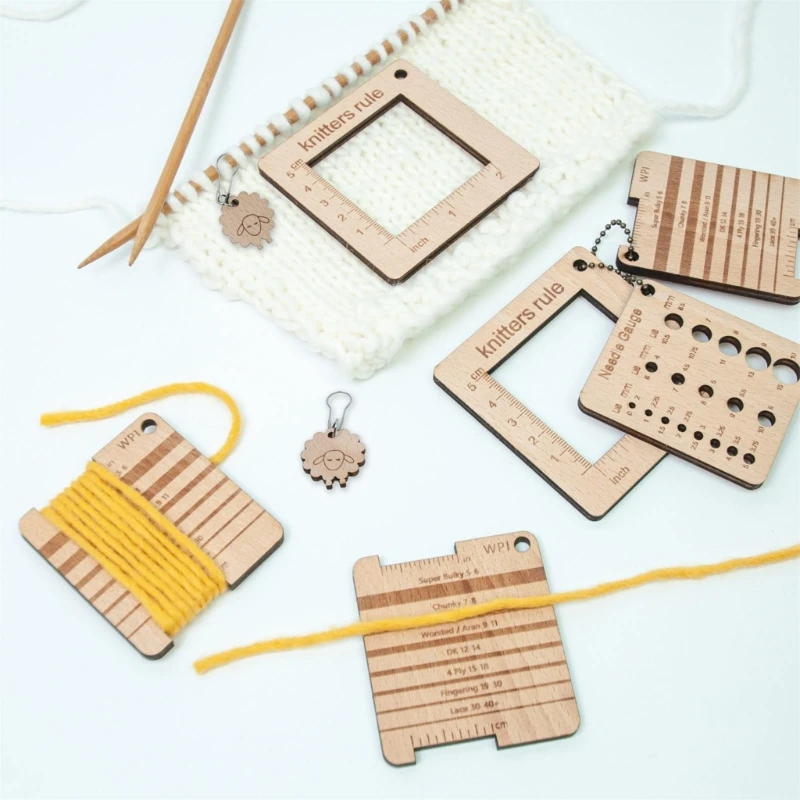 Knitting Yarn Gauge Ruler Knitting Needle Gauge Knitting Ruler Tool Set for Measuring Knitting Crocheting Project