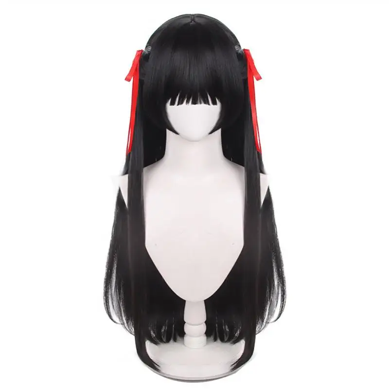 Wuthering Waves Kuchiba Chisa Cosplay-Perücken, Cosplay-Kostüme, Kopfbedeckung, 80 cm lange, simulierende Kopfhaut, dicke, gemischte, bauschige Langhaarperücken – Detail 2