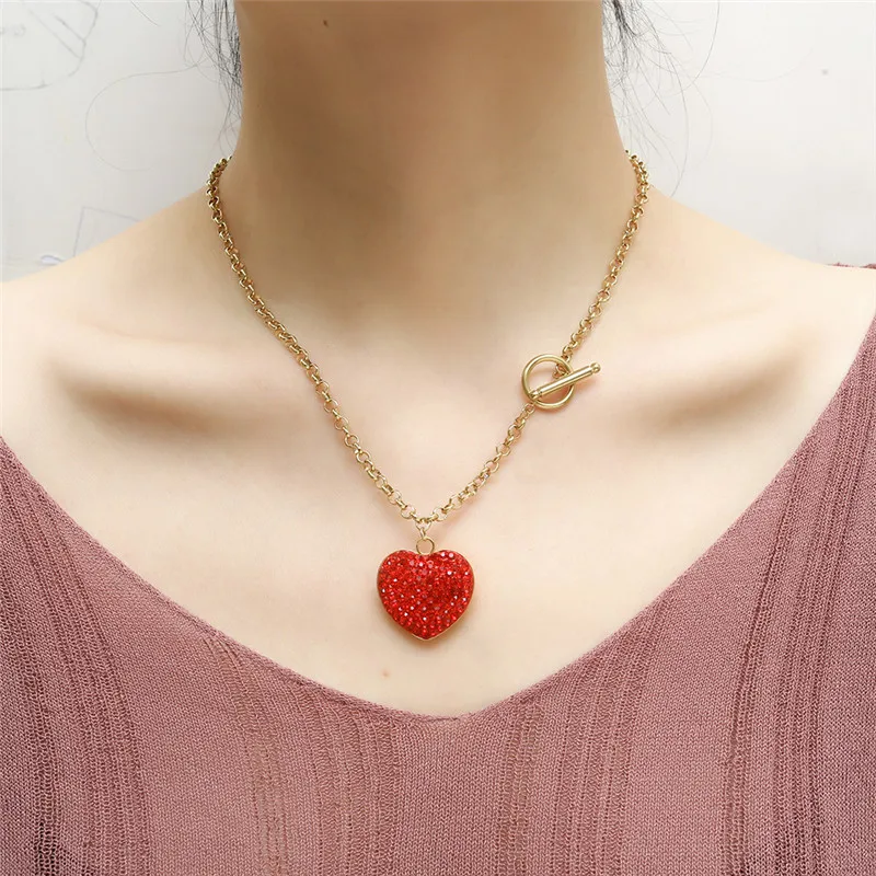 Cubic Zirconia Heart Necklace Set Stainless Steel Jewelry Heart LOVE Earrings For Women Fashion Jewellery Accessories