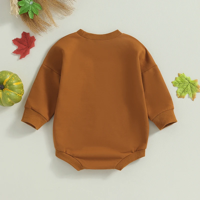 Mono de Halloween para bebé con estampado de letras, cuello redondo, manga larga, sudadera, mameluco para niños y niñas