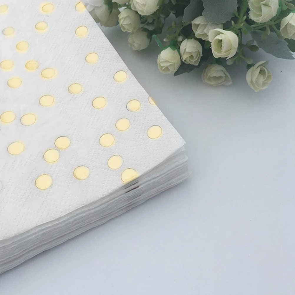 

100 Pcs Gilding Napkins Elegant Shiny Paper Dinner Napkins for Wedding Party Bridal Baby Shower Special Celebration Disposable