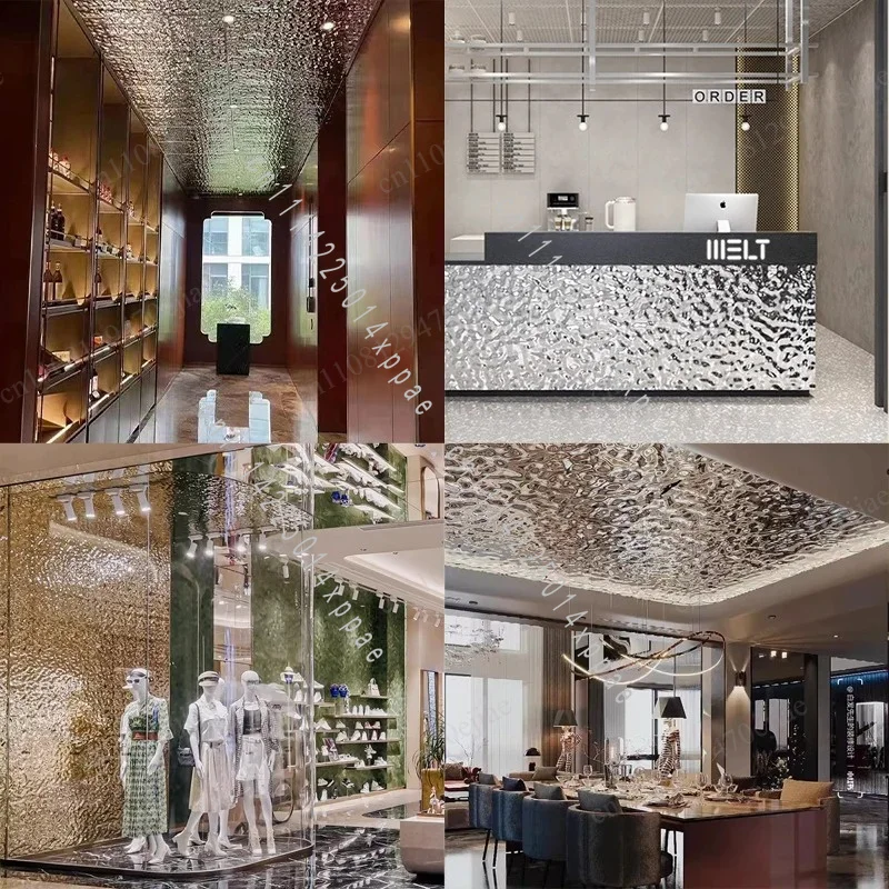 

3D Wavy Metal Effect Wall & Ceiling Cladding for Modern Interior Decor Imitation Stainless Steel Water Ripple Ceiling Panels