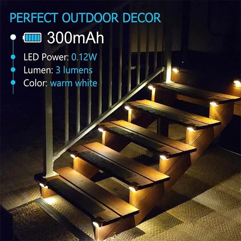 Warm Colors Solar Deck Lights LED Waterproof Outdoor Solar Powered LED Step Lights Decks Stairs Patio Garden Decorative Lights