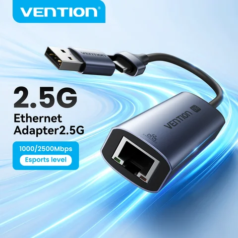 Vention USB A C 2.5G Ethernet Adapter USB 3.0 2500/1000 Mbps Network Card for MacBook iPad USB Lan RJ45 for PC Windows Laptop