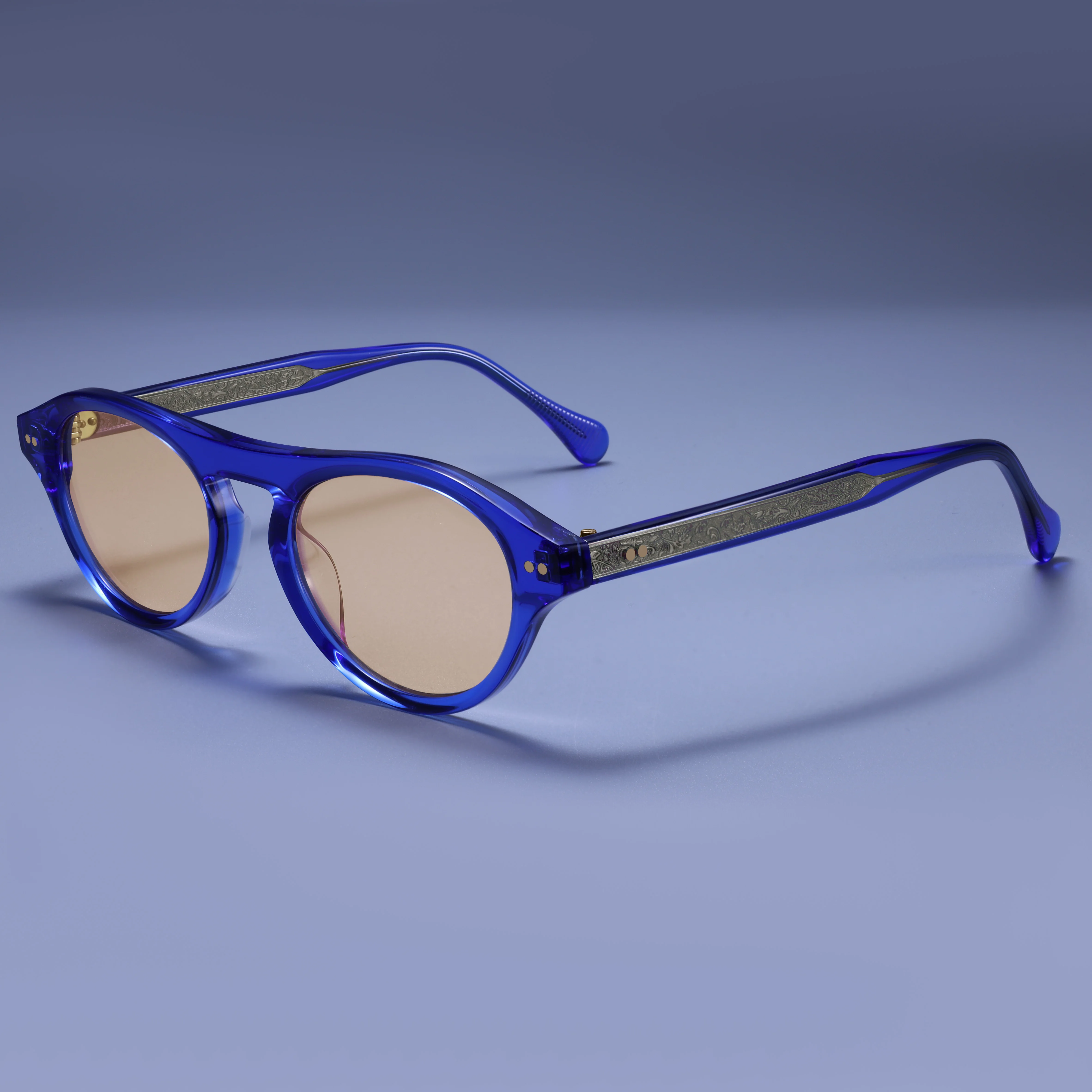 

Unisex Artisan Distressed Rivet round Sunglasses Antique Finish Premium Acetate Fashionable Eye Wear for Men And Women