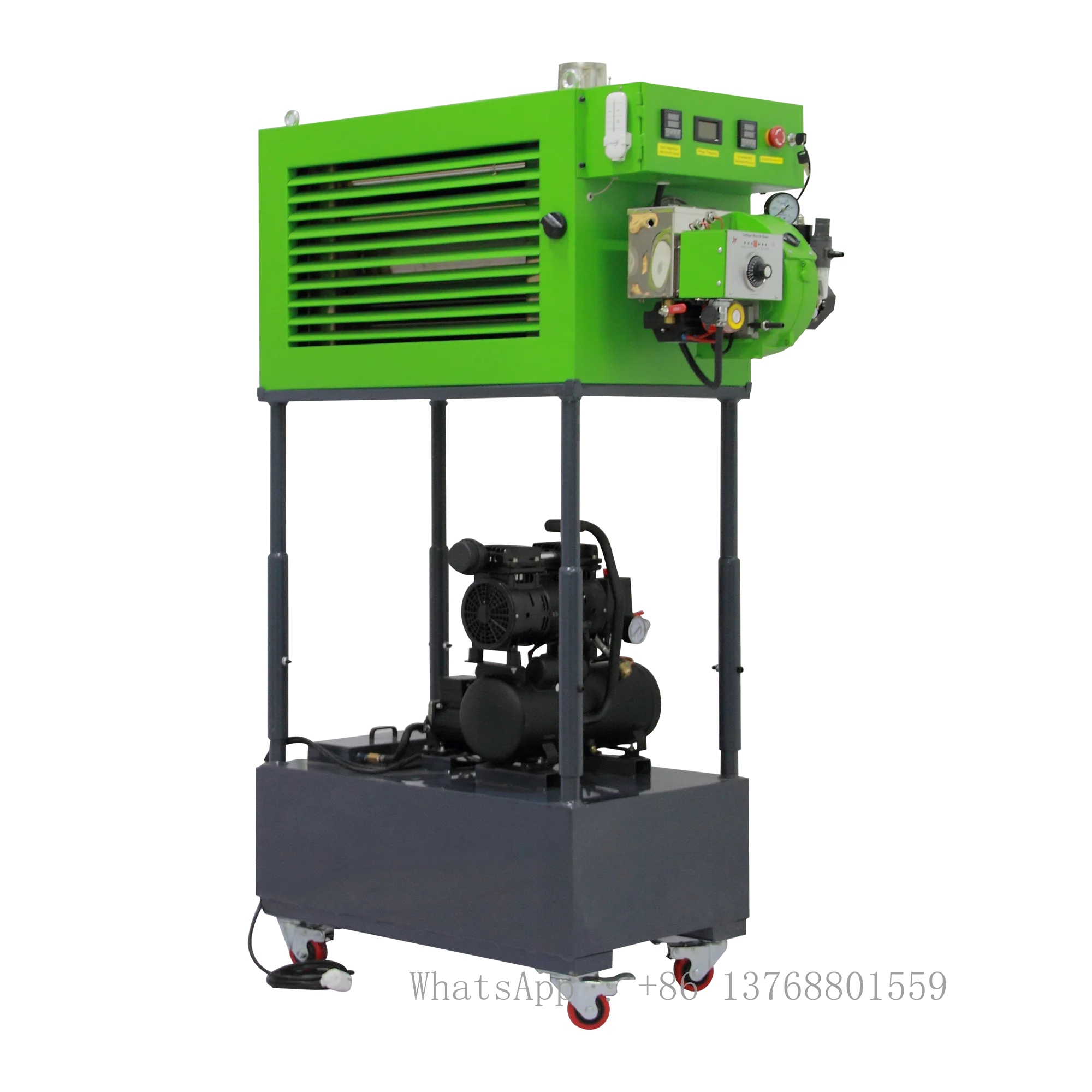 Small Portable Waste Oil Heater With Adjustable Rack, 100L Oil Tank, Air Compressor