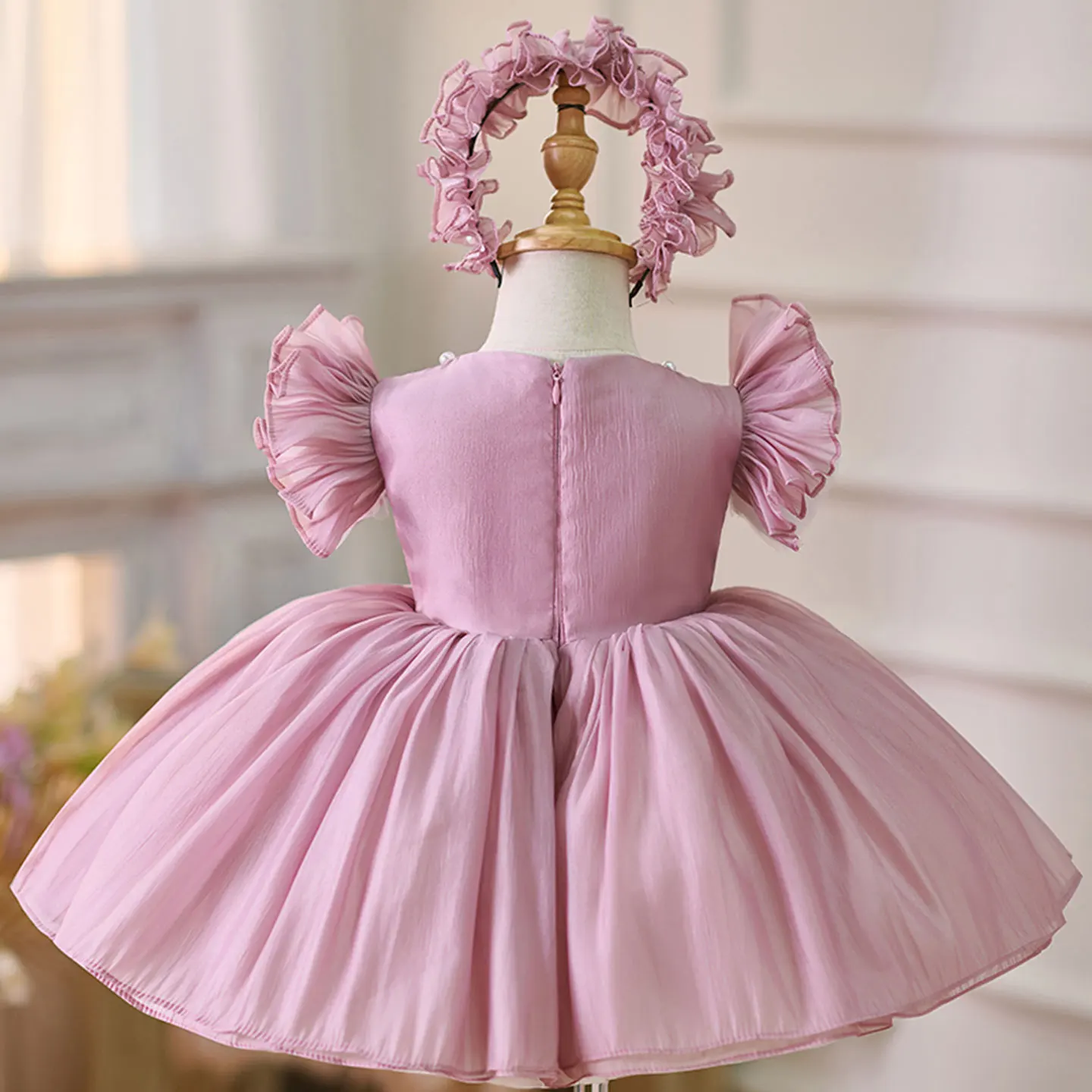 حالمة نذر J035 الساحرة الأزهار طفلة فستان قصير الأكمام للأطفال عطلة حفلة الاحتفال الربيع الصيف ثوب الكرة الصغيرة #2