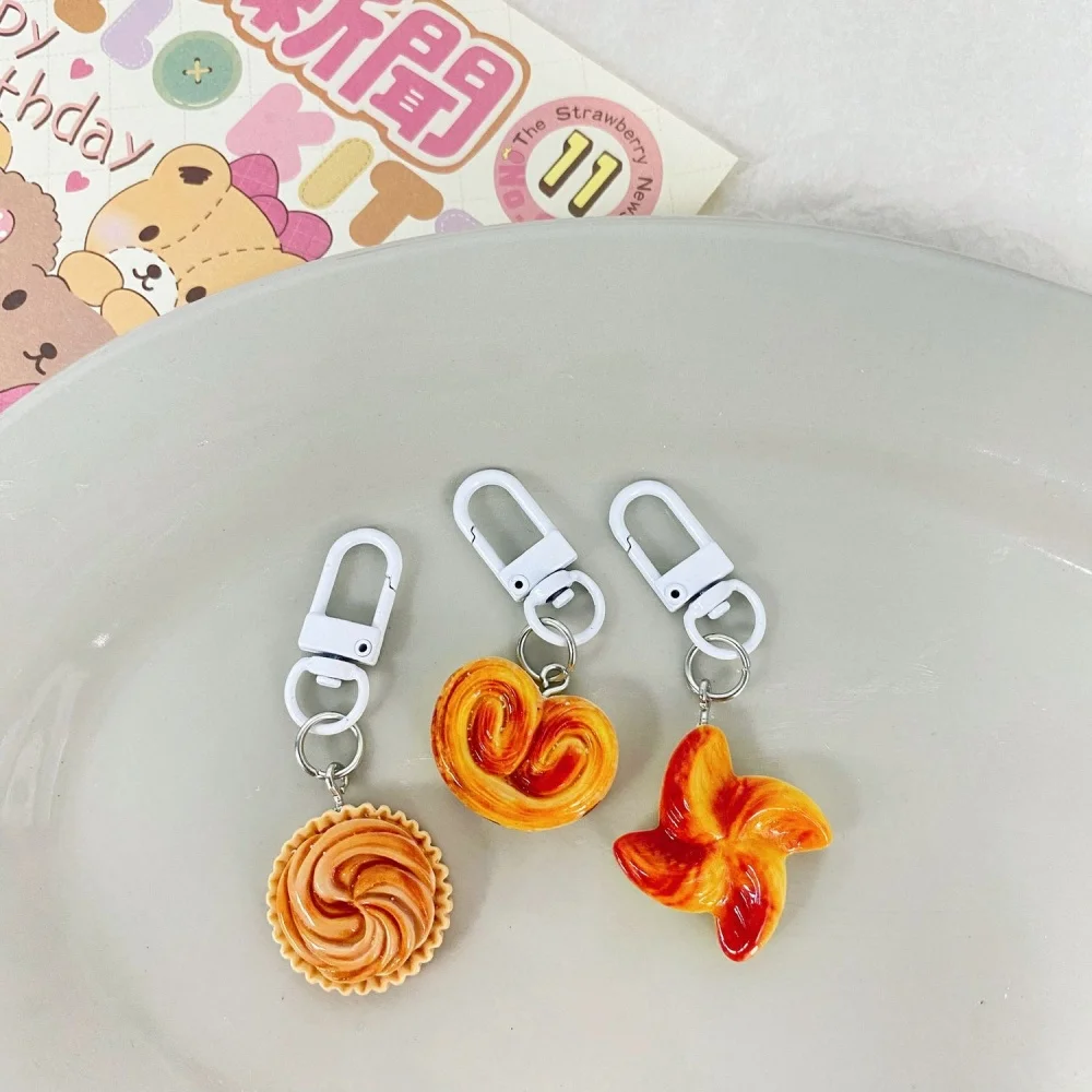 Cute Bread Resin Cabochon Charms Keychain Creative Mini Cake Decor Keyrings Craft DIY Jewelry Gift Backpack Pendant Accessories - view 4