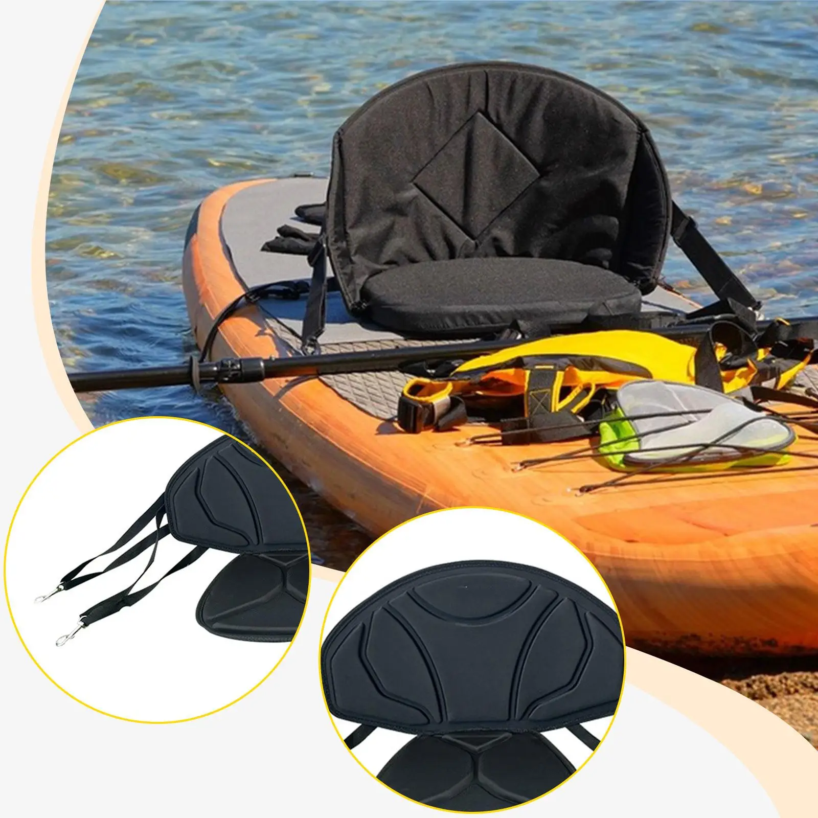 

Эргономичное универсальное сиденье для каяка с поддержкой спины, легко устанавливаемая подушка для каноэ, для кемпинга, водных видов спорта, рыбалки на каяке, гребной лодки