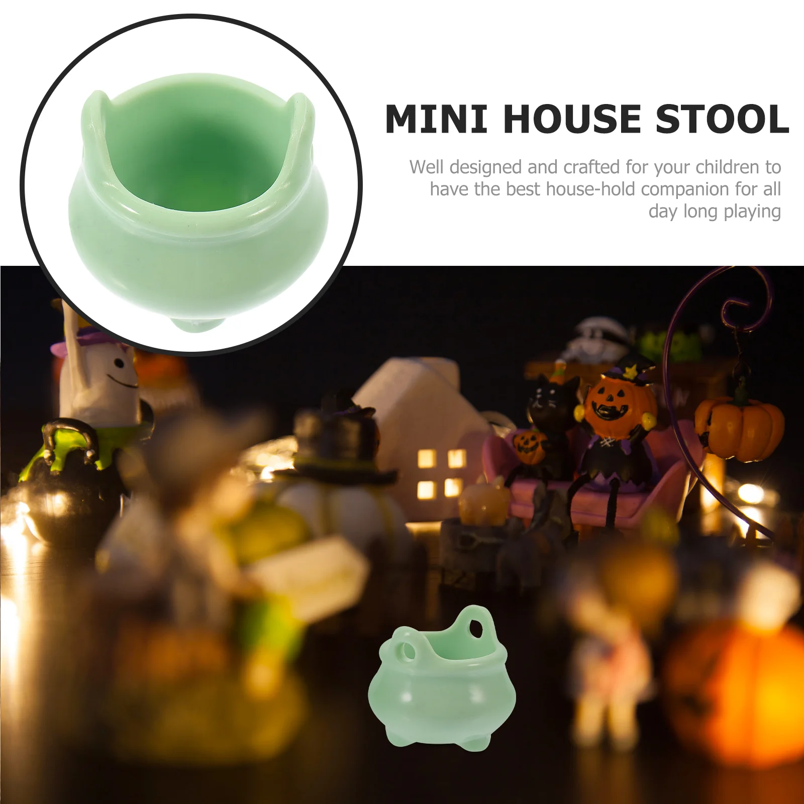 10 Pcs Mini Cauldron Witch Hat Halloween Miniature Plastic Cauldrons Ornaments Micro Scene Toy