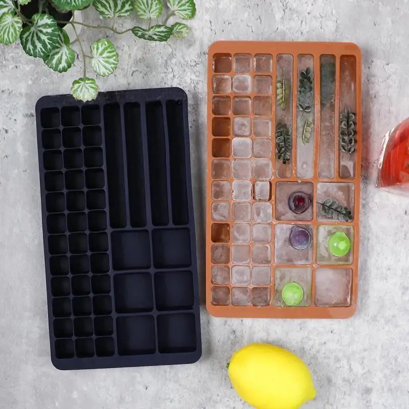 46 Grid Silicone Ice Cube Tray Multi Shape Ice Mold Easy Release Reusable Ice Making Container For Drinks Home Bar Use