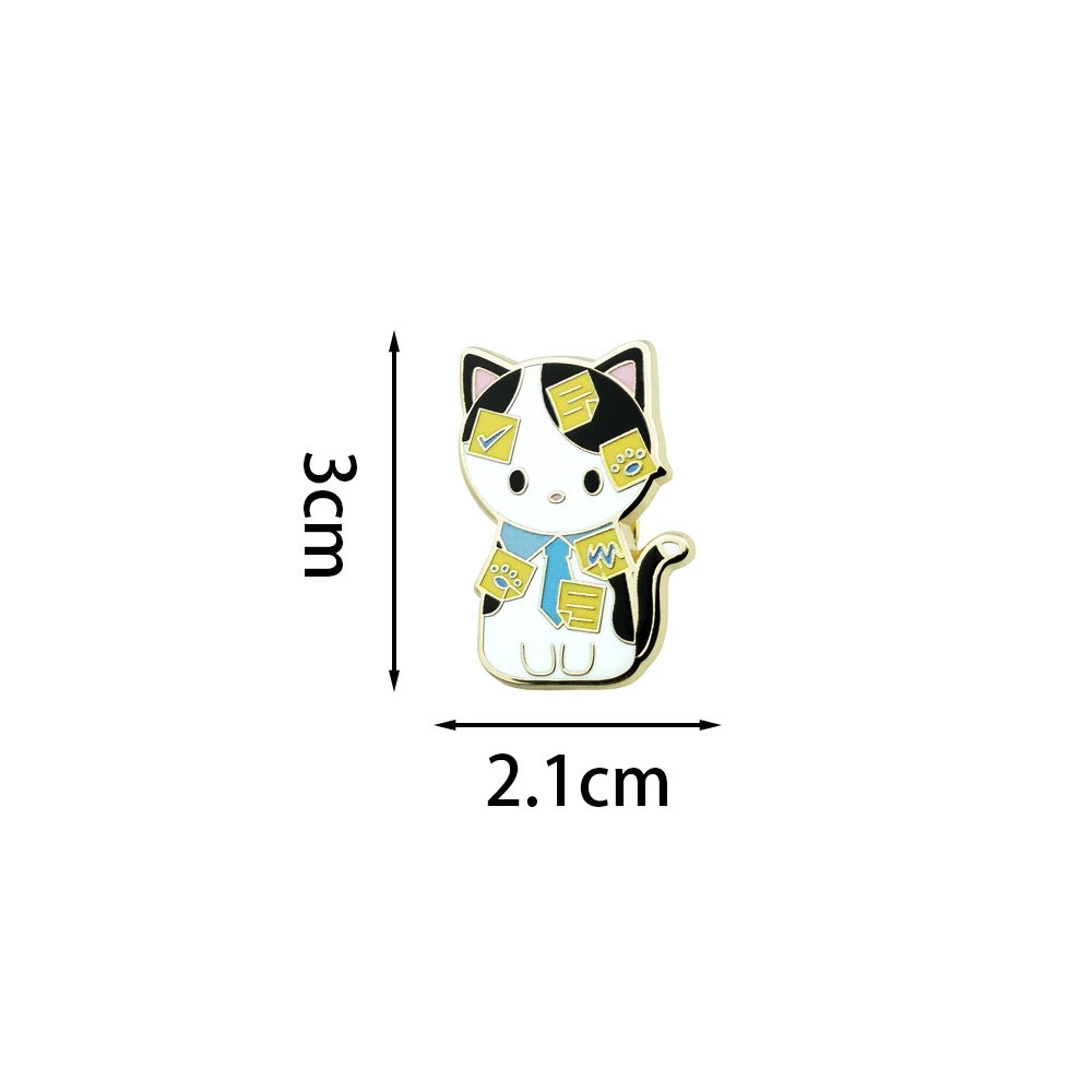 Niedliche Kuh-Katze Emaille-Anstecknadel Post-it Kätzchen-Abzeichen Anhängliches Kätzchen-Brosche Kreatives Neuartiges Halsband-Zubehör Reversnadel Geschenk – Detail 2