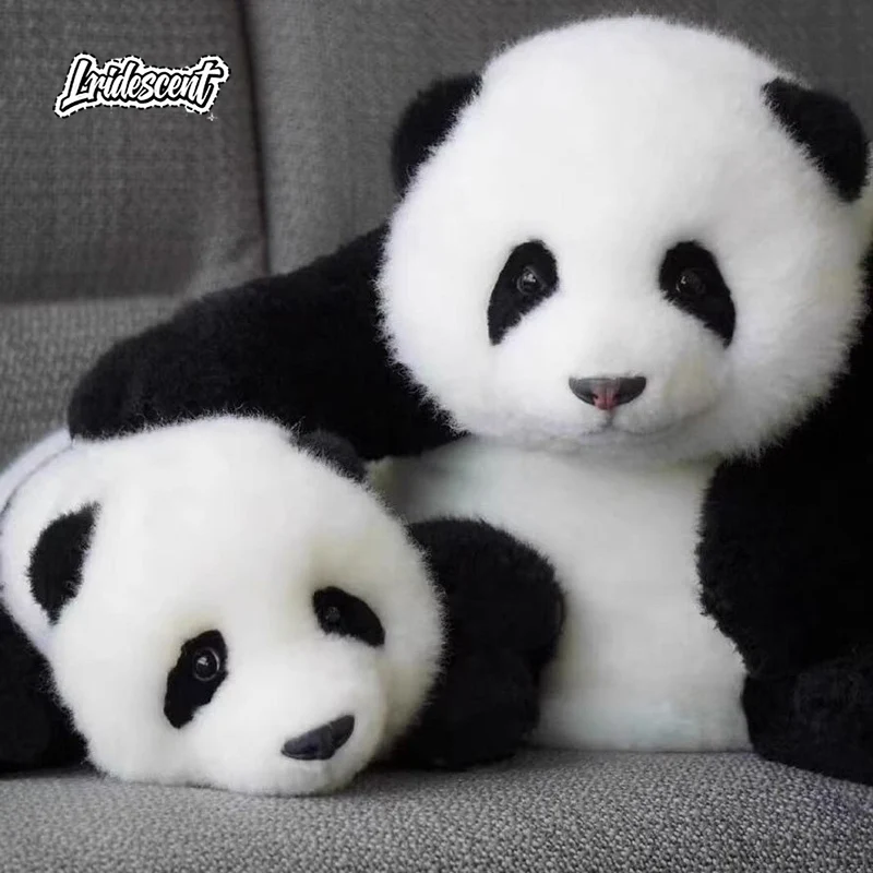 

Panda Doll Plush Doll Souvenir Flower Black and White Simulation 40cm Pillow Doll