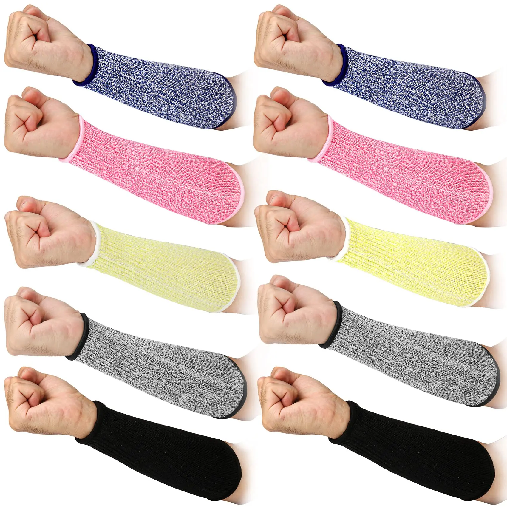 5 Pairs Cut Resistant Arm Sleeve Forearm Protection Sleeves Level 5 Protection Bite-Proof Arm Protectors Safety Arm Guard for Me