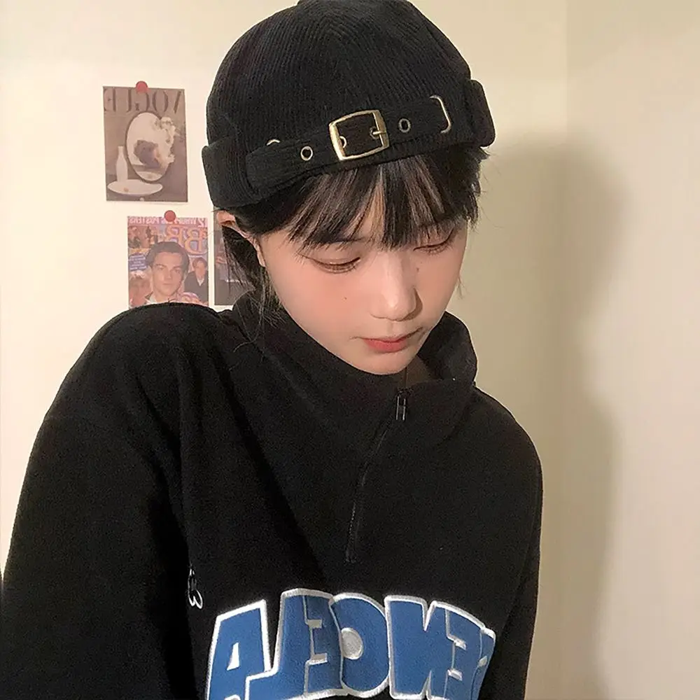 قبعة دوكر مضلعة أحادية اللون ، قبعة صغيرة على الطراز الياباني ، قبعة بحجم قابل للتعديل ، للجنسين ، ملابس جديدة ، كل الفصول ، قبعة المالك ، أحادية اللون ،