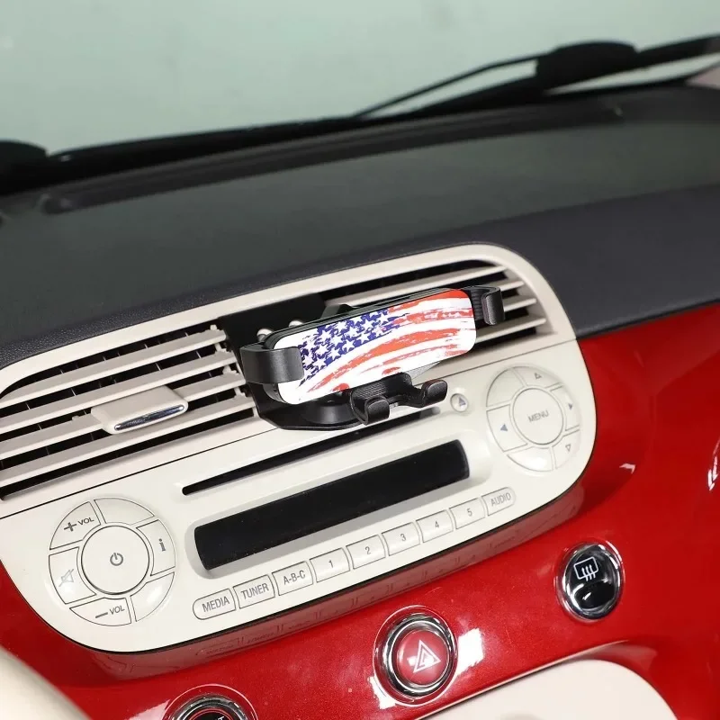 

Suetlcoity For Fiat 500 2010-2015 Black Car Air Outlet Mobile Phone Holder GPS Navigation Bracket Interior Car Accessories