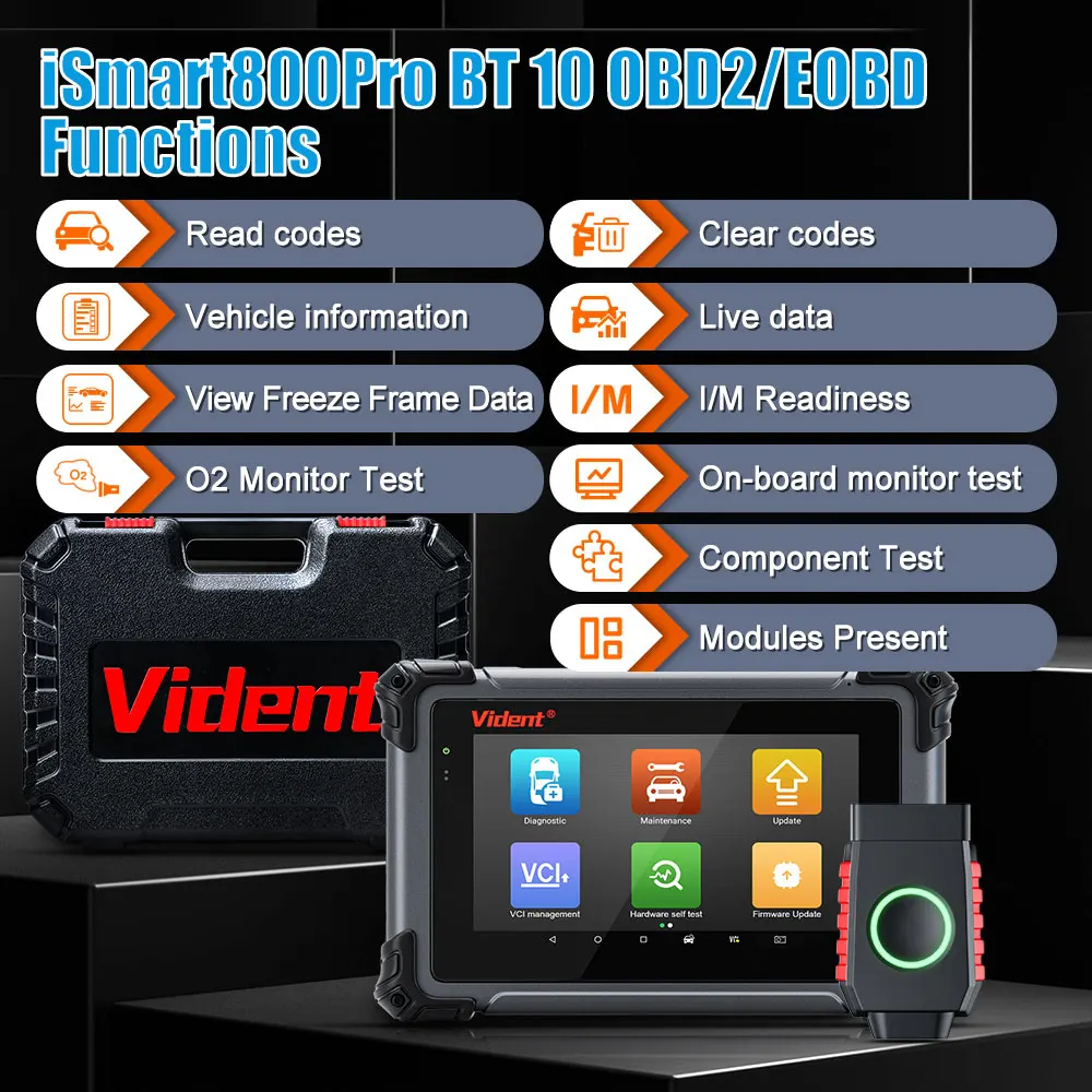 VIDENT iSmart800PRO BT OBD2 Car Diagnostic Tool Auto VIN Engine Fault Code Reader 37+ Reset With Oscilloscope Endoscopic