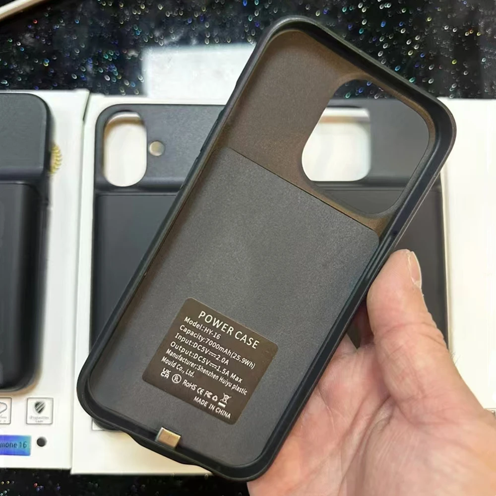 7000mAh Powerbank Cover For iPhone 16 Pro Max 16 Plus External Battery Cases Portable Charger Power Bank Charging Case