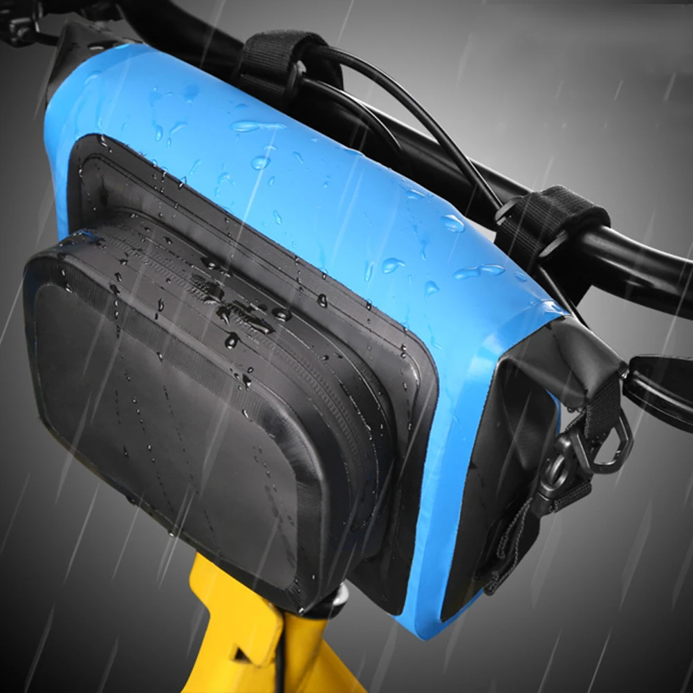 

Multifunctional Waterproof Bike Handlebar Bag Easy Install Front Storage Pouch for Mountain Road City Bike Cycling Riding