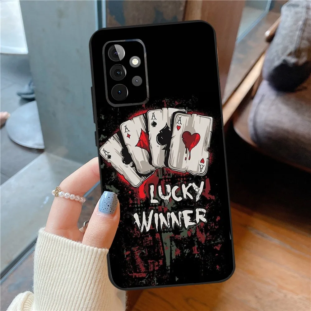 Poker Ace of Spades Phone Case For SamsungS24,23,22,21,S20 ,Pro10,S30Plus,S9,20lite Ultra Black Cover