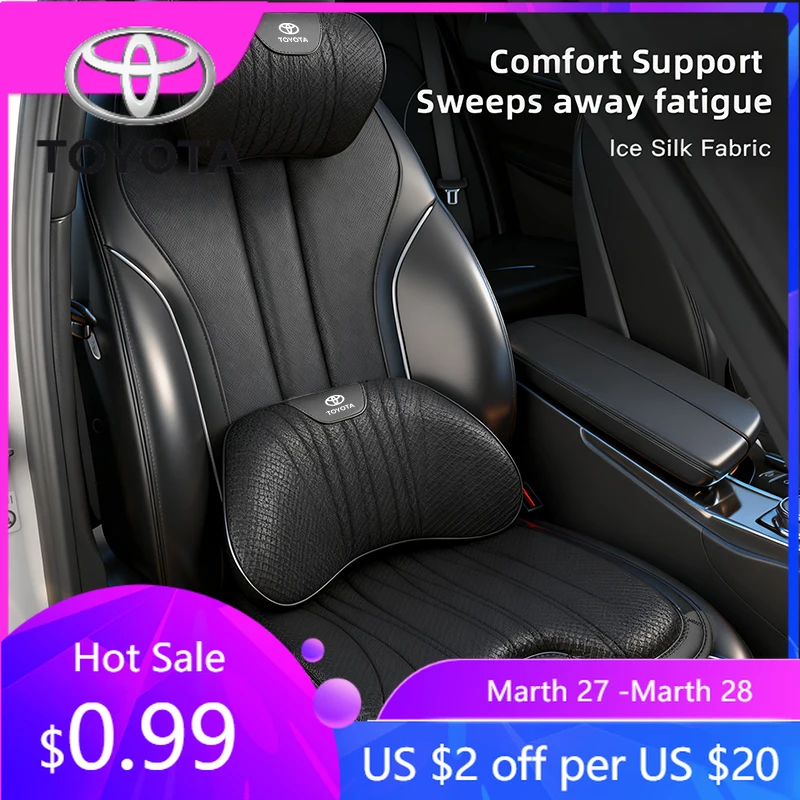 

Car Stickers 2026 New For Toyota Ice Silk Fabric Car Headrest Lumbar Pillow Seat Cushion Accessories For Toyota Corolla Yaris Ay