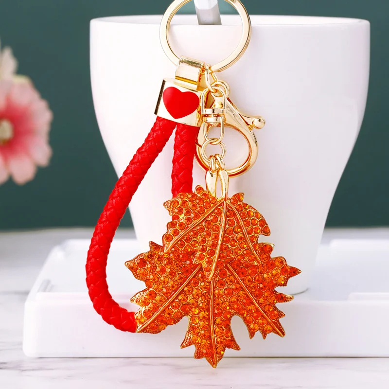 New Fashion Maple Leaf Keychain Enamel Plant Key Rings For Women Men Handbag Pendants Key Chain