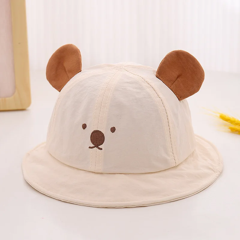 Cute Bear Baby Bucket Hat With Ears Boy Girl Cotton Kids Sun Hat Outdoor Summer Child Panama Cap