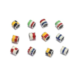 5pcs Classic National Flag Colorful Enamel Hole Beads DIY Necklaces Bracelets Stainless Steel Charms Spacer Beads Accessories