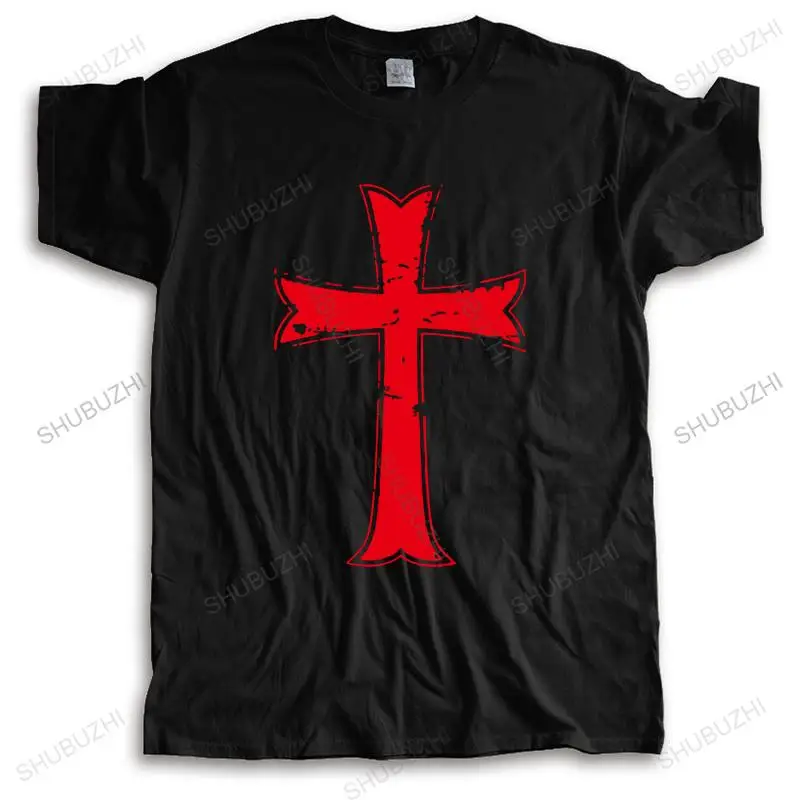 Man crew neck t-shirt summer Tops Crusader Knights Templar Distressed Cross Cotton men new cotton man t shirt drop shipping