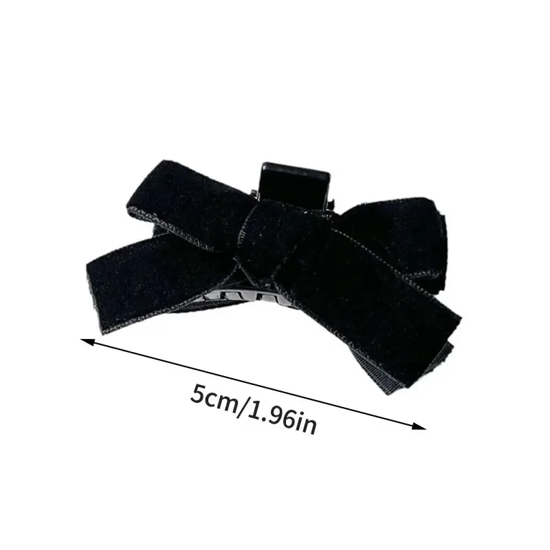 2pcs Black Bow Small Grab Clip Women's Autumn And Winter Vintage Velvet Bangle Clip Hair Clip Style Princess Hair Clip Headwear image 6