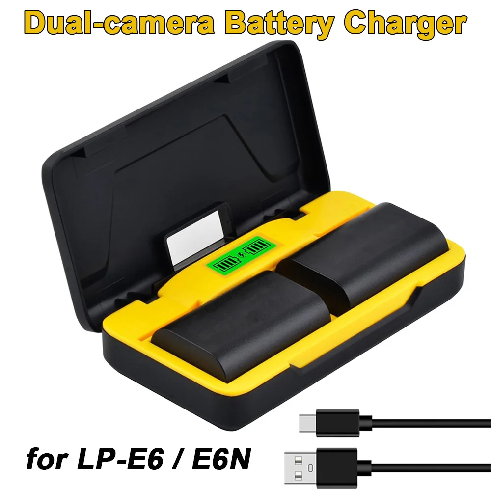 LP-E6 battery charger is suitable for Canon EOS R7,EOS R6, EOS R5 C,90D,80D,70D,5DS, 5DS R, etc