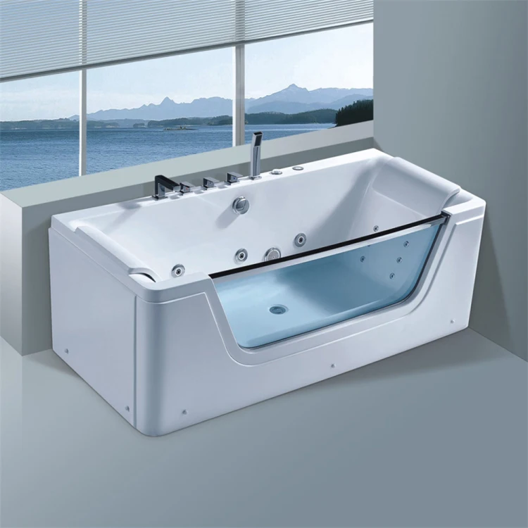 Picture 6: High-End Luxury Acrylic White Freestanding Whirlpool Bathtub Solid Surface Water Jets Massage SPA Features Floor Stand Bath Tub