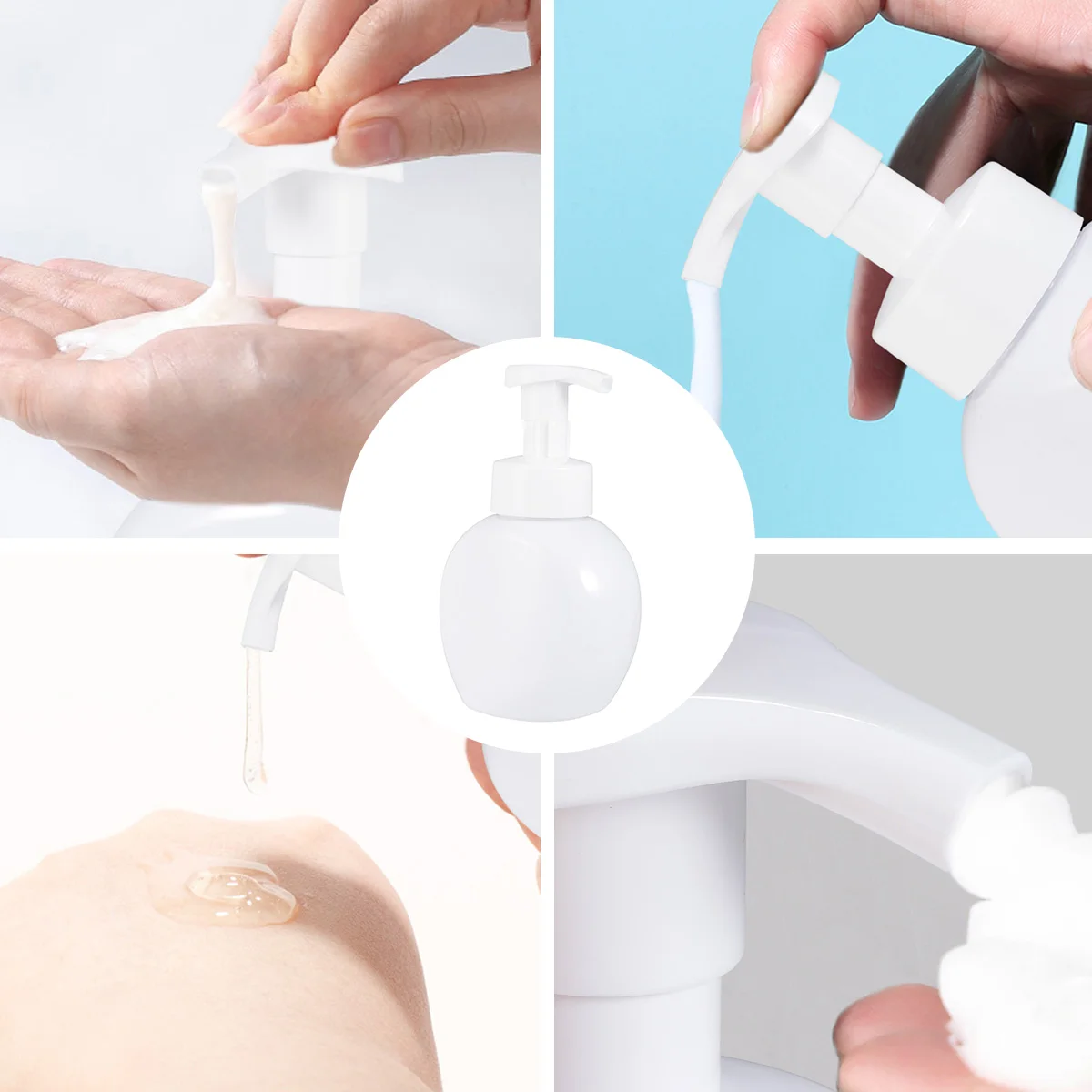 

2Pcs Reusable Foaming Bottle Dispenser Portable Plastic Pump Bottle 300Ml Capacity For Lotion And Soap