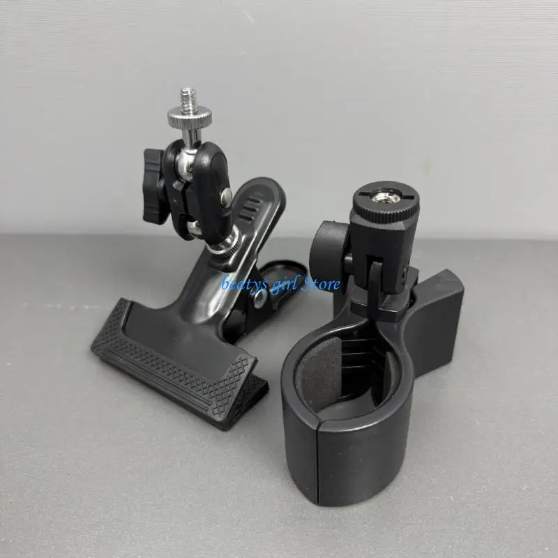 

C7AB Double Clip Swivels Microphones Mount Clamp For Recording Devices Hair Dryers And Photography Accessories